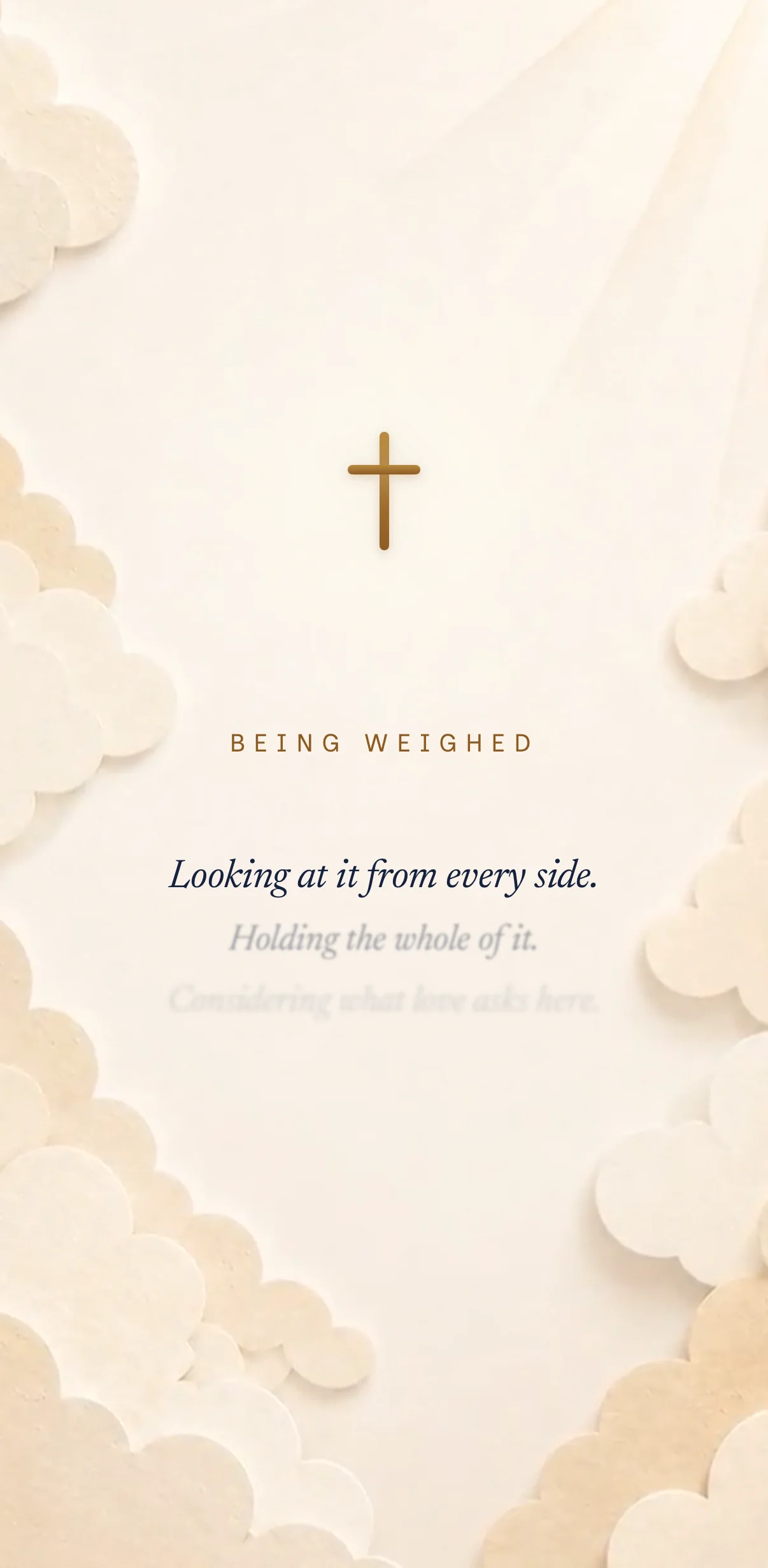 Before God — Being weighed screen